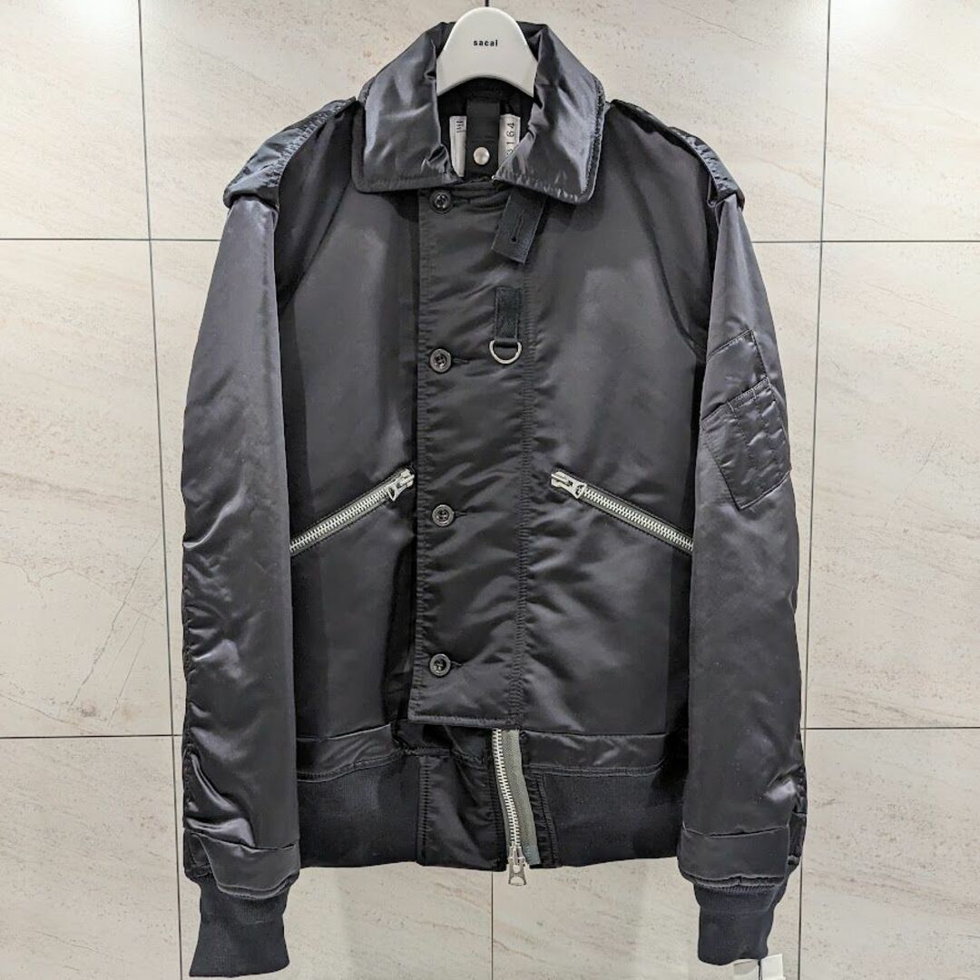 sacai(サカイ)の新品未使用sacai 23AW Nylon Twill Blouson 黒 1 メンズのジャケット/アウター(フライトジャケット)の商品写真