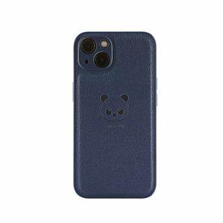 【色: ブルー】Panda Baby iPhone 14 レザーケース 本革に近(その他)