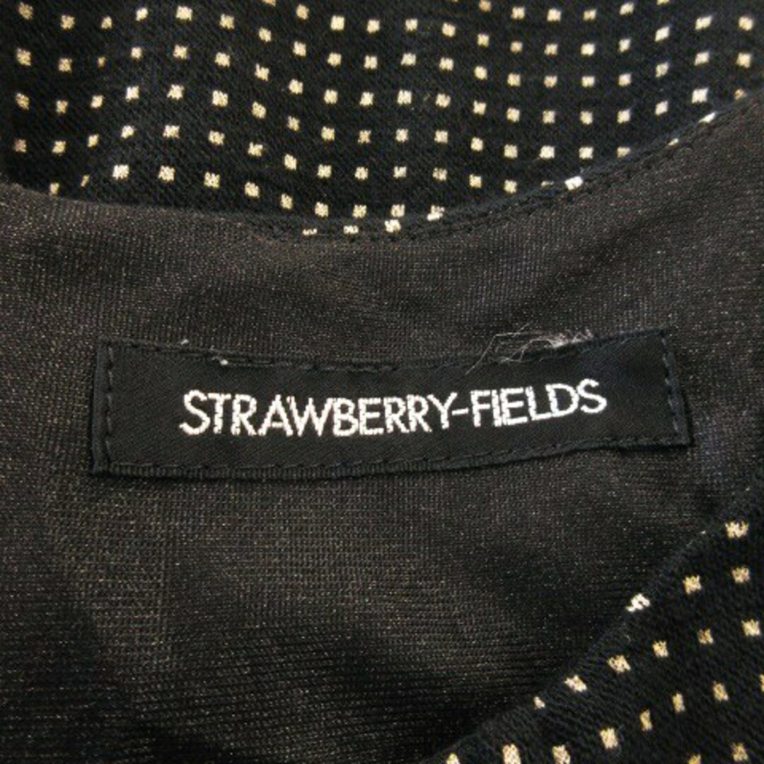 STRAWBERRY-FIELDS(ストロベリーフィールズ)のストロベリーフィールズ ワンピース ニット ひざ丈 七分袖 ウール ドット 黒 レディースのワンピース(ひざ丈ワンピース)の商品写真