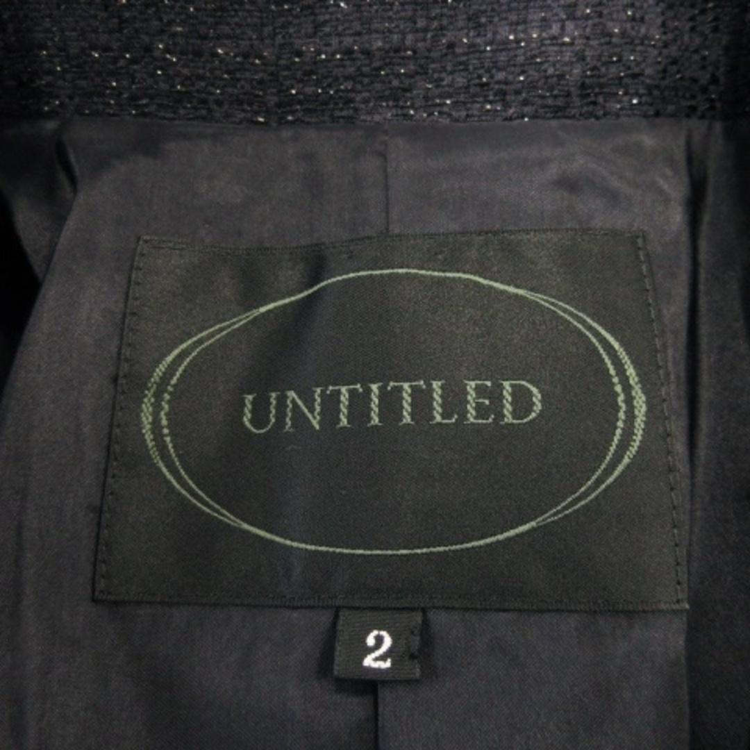 UNTITLED(アンタイトル)のアンタイトル ジャケット テーラード ツイード 麻混 ラメ ペプラム 2 紺 レディースのジャケット/アウター(その他)の商品写真
