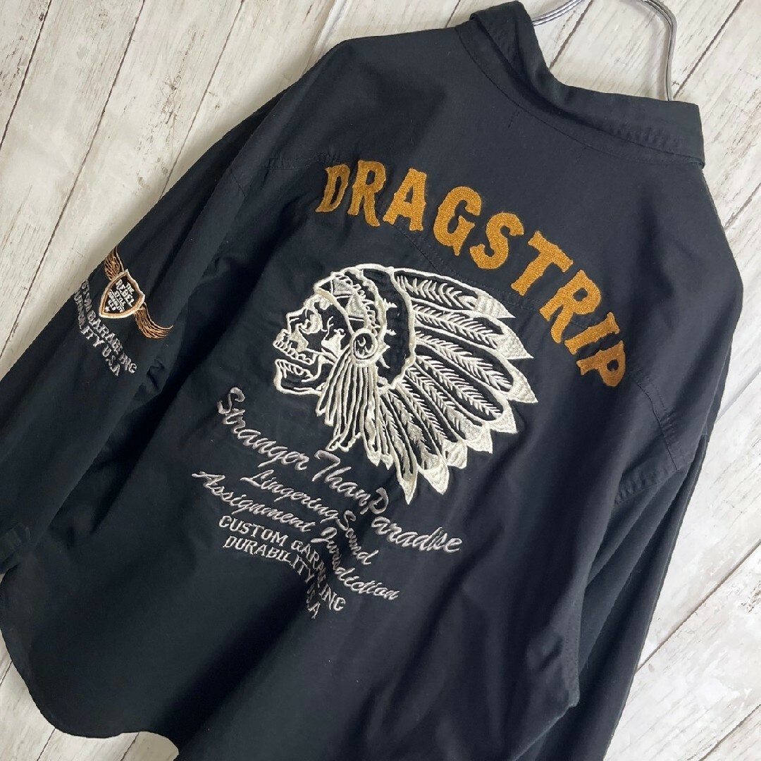 F-LAGSTUF-F(フラグスタフ)のflagstaff シャツ　4L 大きめ　ジャケット　黒　刺繍　ドクロ メンズのトップス(シャツ)の商品写真