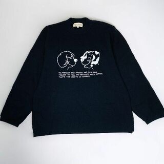 SPARKS  日本製  刺繍 黒 セーター ニット 犬 レトロ 【42】(ニット/セーター)