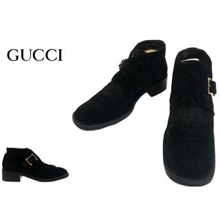 グッチ(Gucci)のGUCCI VINTAGE ITALY製 モンクストラップ レザーショートブーツ(ブーツ)