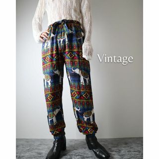 アートヴィンテージ(ART VINTAGE)の【vintage】ジャイプリ エスニック柄 ワイド ストレート イージーパンツ(スラックス)