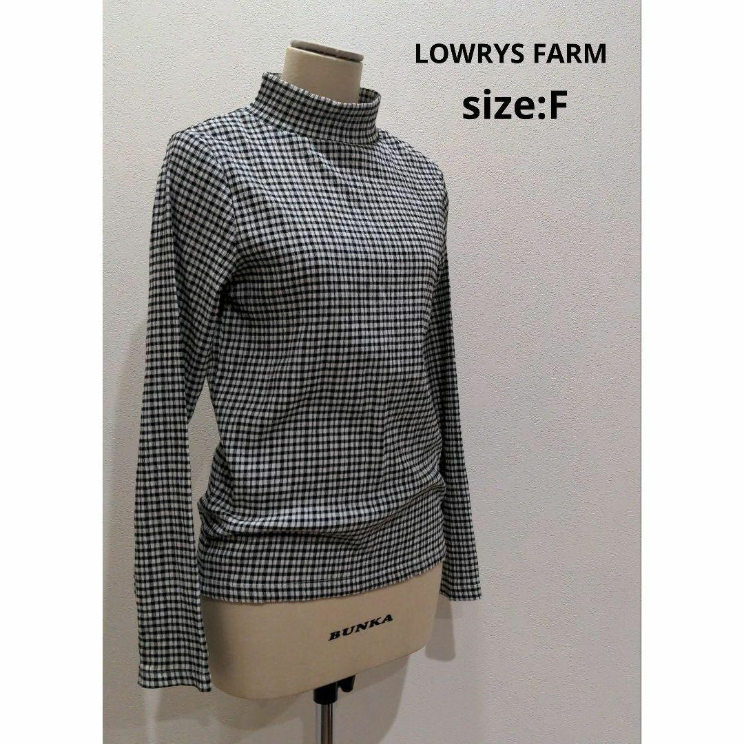 LOWRYS FARM(ローリーズファーム)のLOWRYS FARM ギンガムチェック ハイネック カットソー トップス F レディースのトップス(Tシャツ(長袖/七分))の商品写真