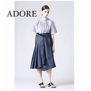 ◆幻◆秋冬新品　定価4.3万円 ADOREウールストライプスカート