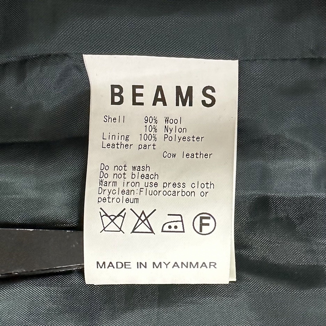 BEAMS(ビームス)のBEAMS/ビームス★ダッフルコート★グリーン/緑★ウール&レザー(牛革)★M メンズのジャケット/アウター(ダッフルコート)の商品写真