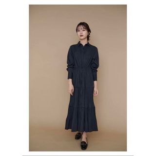 アニュアンス(ánuans)のL'Or ロル　 Pleats Shirt Dress charcoal(ロングワンピース/マキシワンピース)