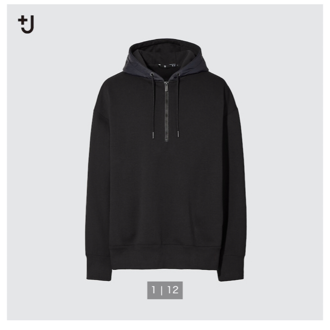 UNIQLO(ユニクロ)のユニクロ +J ドライスウェットハーフジップパーカ M ブラック メンズのトップス(パーカー)の商品写真