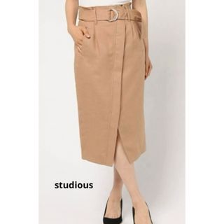 ステュディオス(STUDIOUS)の【美品、匿名配送】　STUDIOUS リネンライクハイウエストIラインスカート(ひざ丈スカート)