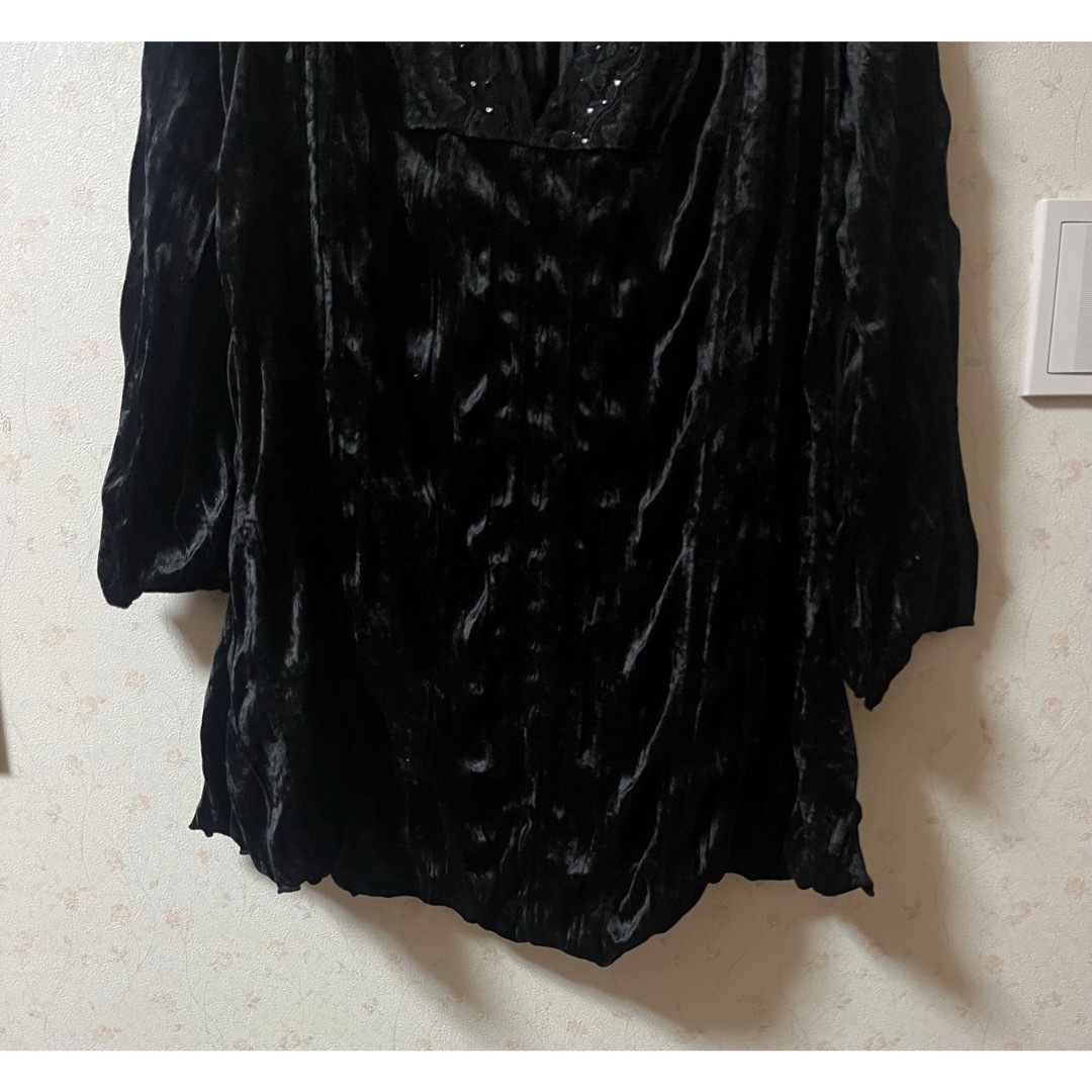 14番 美品 ベロア チュニック ブラウス シャツ 2L レディースのトップス(チュニック)の商品写真