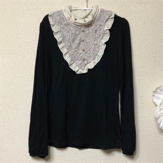 アクシーズファム(axes femme)のaxes femmeベロア使いブロッキングプルオーバーM黒新品タグ付カットソー(カットソー(長袖/七分))