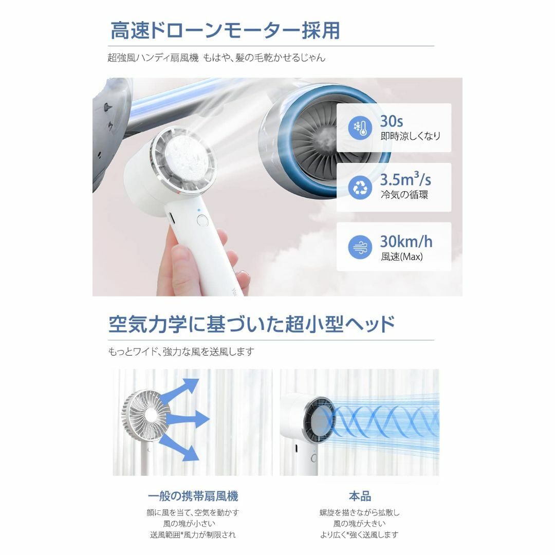 マルチクールハンディファン - USB充電式携帯冷却扇風機 スマホ/家電/カメラの冷暖房/空調(扇風機)の商品写真