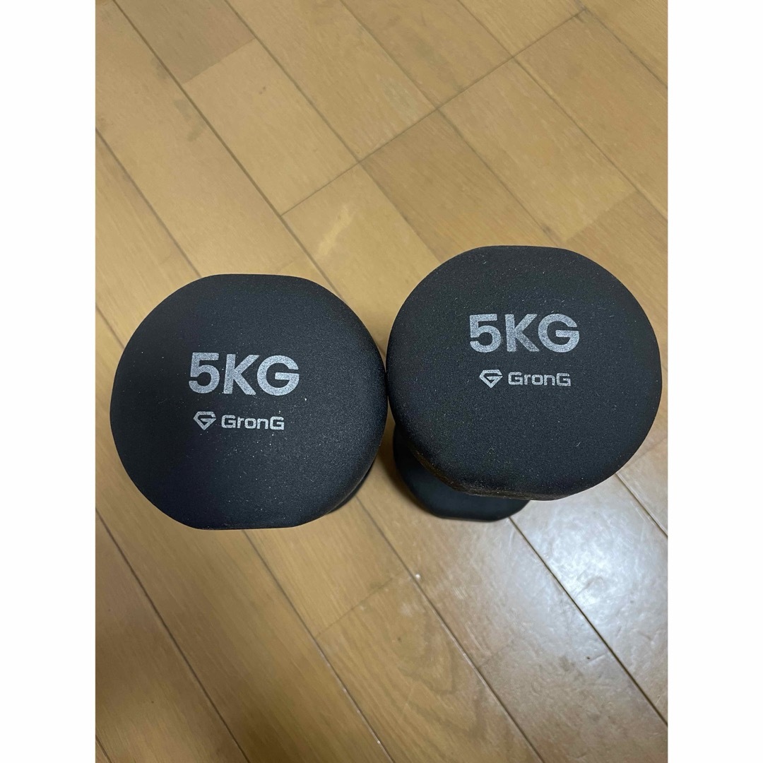 GronG(グロング) ダンベル 5kg 2個セット ブラック  計10kg スポーツ/アウトドアのトレーニング/エクササイズ(トレーニング用品)の商品写真