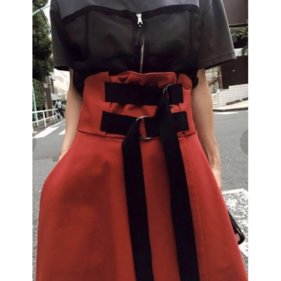 Ameri DOUBLE TAPE BELT SKIRT M 赤 アメリ