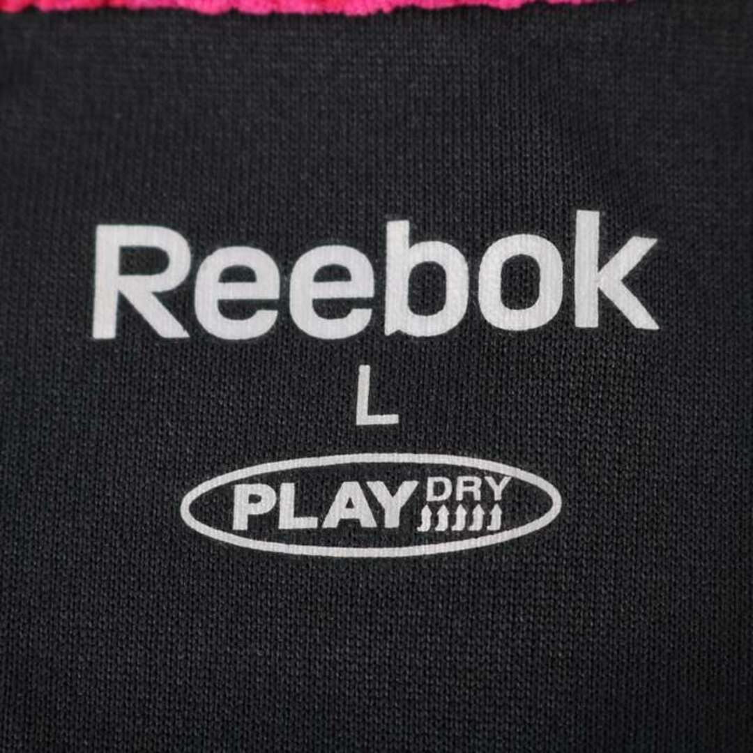 Reebok(リーボック)のリーボック 半袖Tシャツ プレイドライ スポーツウエア レディース Lサイズ ブラック×ピンク Reebok レディースのトップス(Tシャツ(半袖/袖なし))の商品写真