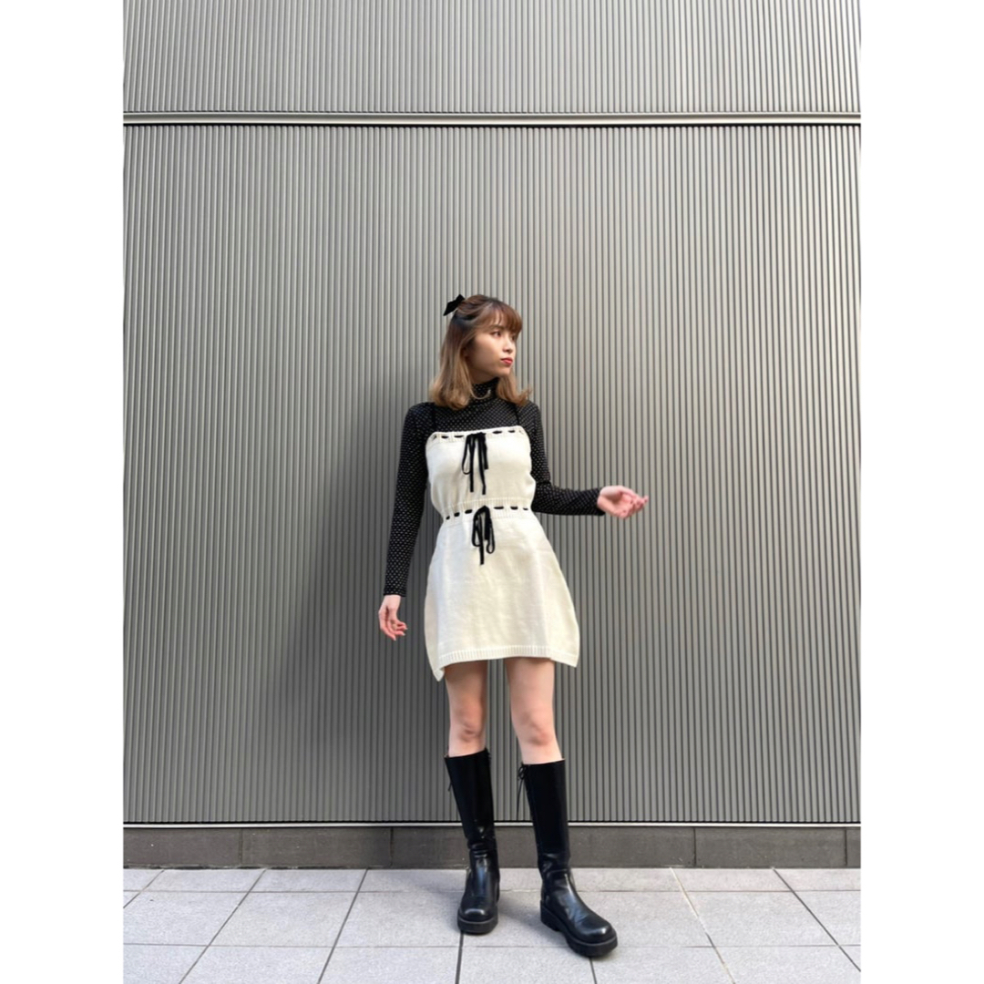 épine - epine♡velours ribbon knit onepiece ivoryの通販 by r's