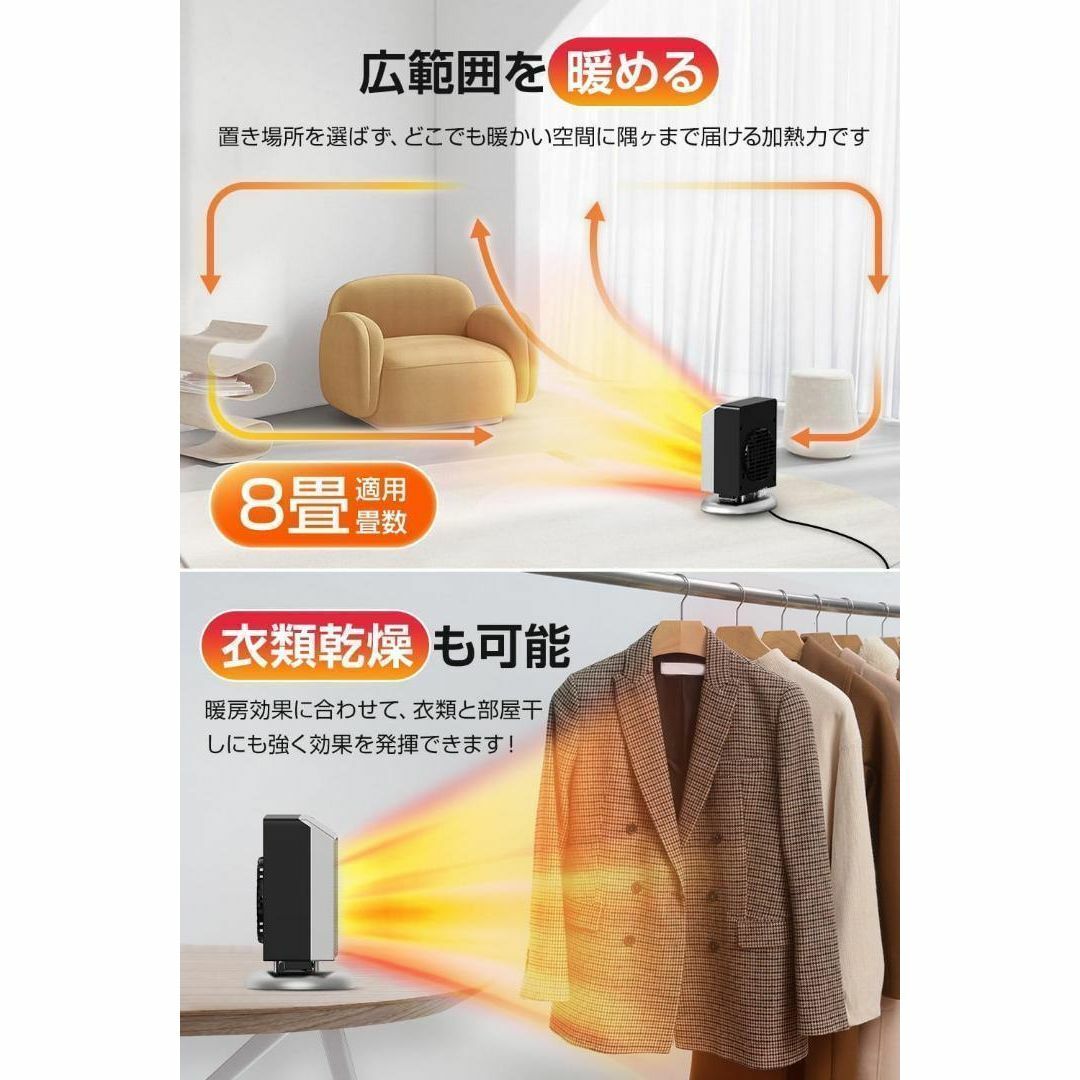 セラミックヒーター 小型 電気ファンヒーター ヒーター 瞬間速暖 省エネ スマホ/家電/カメラの冷暖房/空調(電気ヒーター)の商品写真