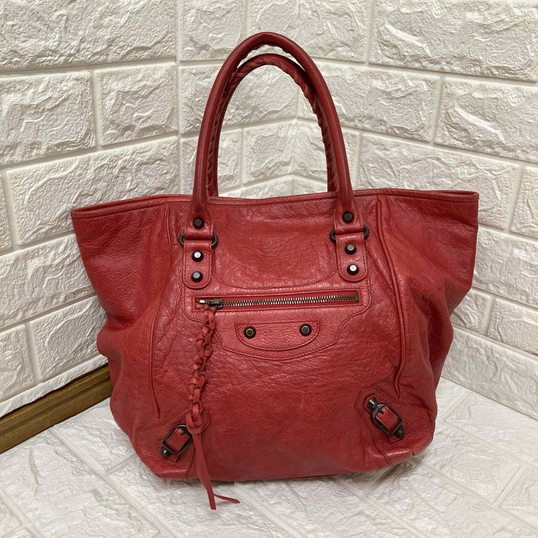 メンズBALENCIAGA バレンシアガ　サンデートートバッグ　ダークレッド　シティ