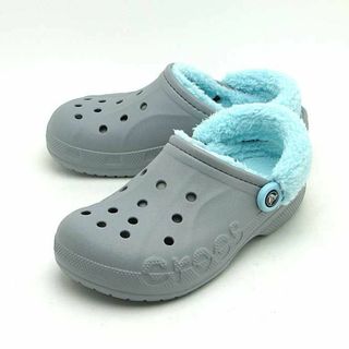 クロックス(crocs)の25cm クロックス バヤ ラインド ファズ ストラップ クロッグ ライトグレー(サンダル)