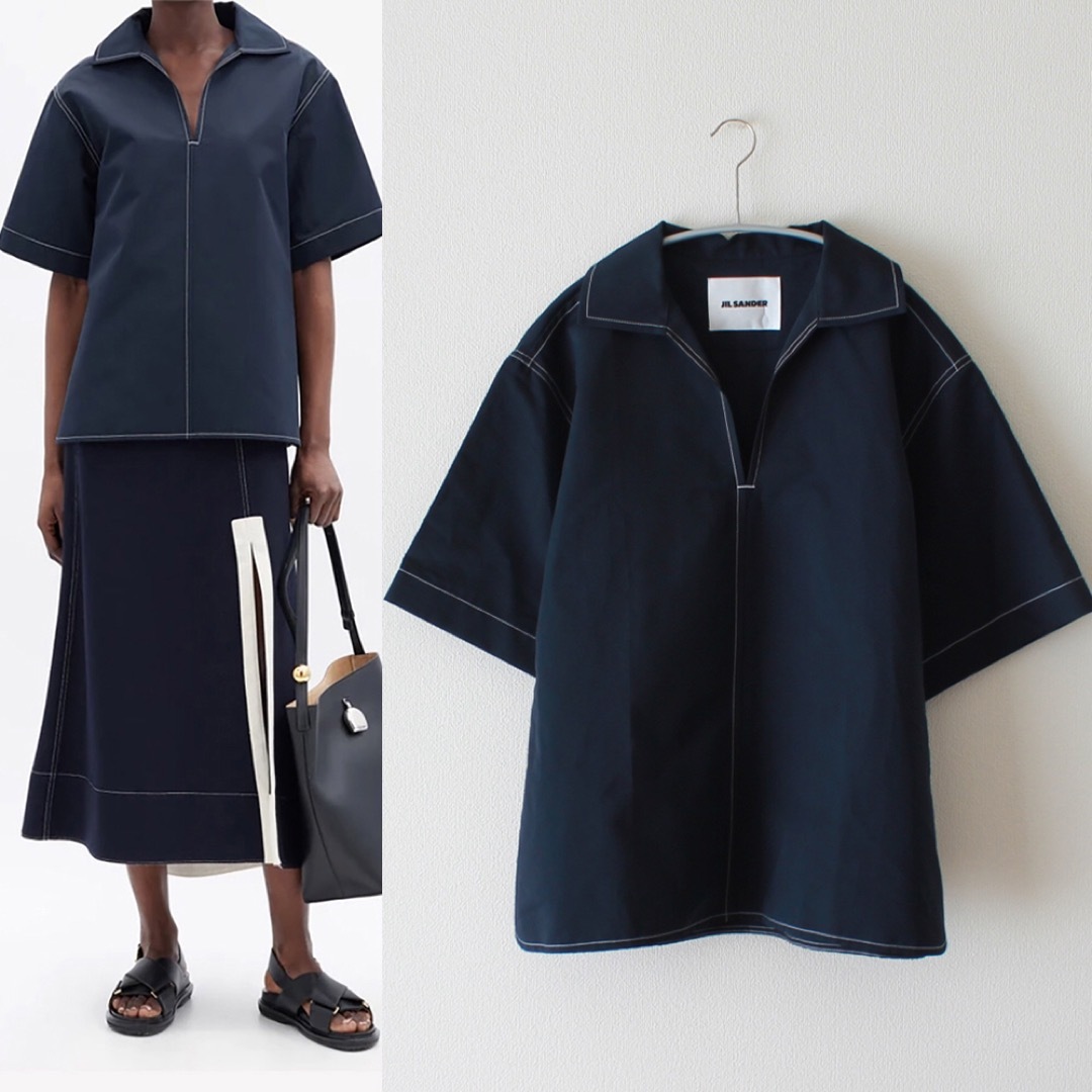 Jil Sander(ジルサンダー)のJIL SANDER／ジルサンダー／21SS／オーバーサイズステッチブラウス レディースのトップス(シャツ/ブラウス(半袖/袖なし))の商品写真