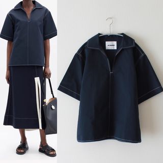 ジルサンダー(Jil Sander)のJIL SANDER／ジルサンダー／21SS／オーバーサイズステッチブラウス(シャツ/ブラウス(半袖/袖なし))