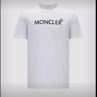 美品●22SS MONCLER モンクレール SS TSHIRT スタッズ/プリント/ロゴワッペン付き 半袖 Tシャツ/カットソー ブラック L 正規品 q01-st30227-54159cm着丈