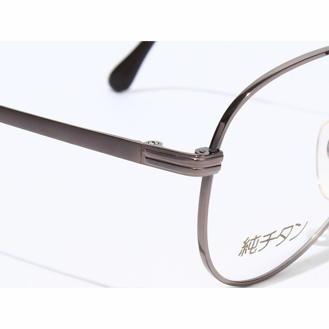 TITARON 純チタン ブラウン ツーブリッジ ティアドロップ メガネ 37 メンズのファッション小物(サングラス/メガネ)の商品写真