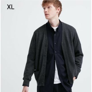 ユニクロ(UNIQLO)の【2023年】UNIQLOプレミアムラムVネックカーディガン ダークグレー XL(カーディガン)