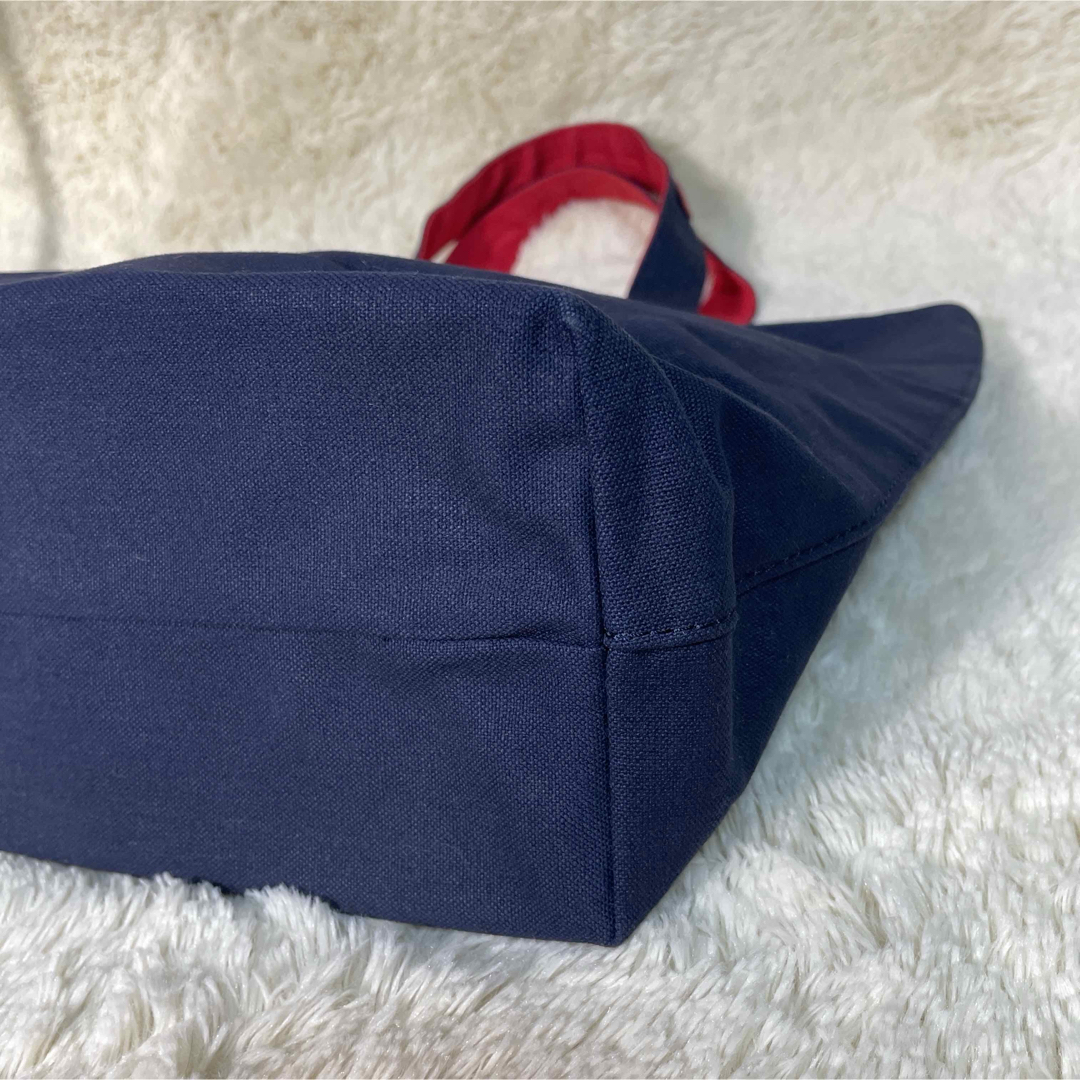 Kitamura(キタムラ)のキタムラ　KITAMURA トートバッグ　キャンバス　a4サイズ　藍色　レザ　赤 レディースのバッグ(トートバッグ)の商品写真