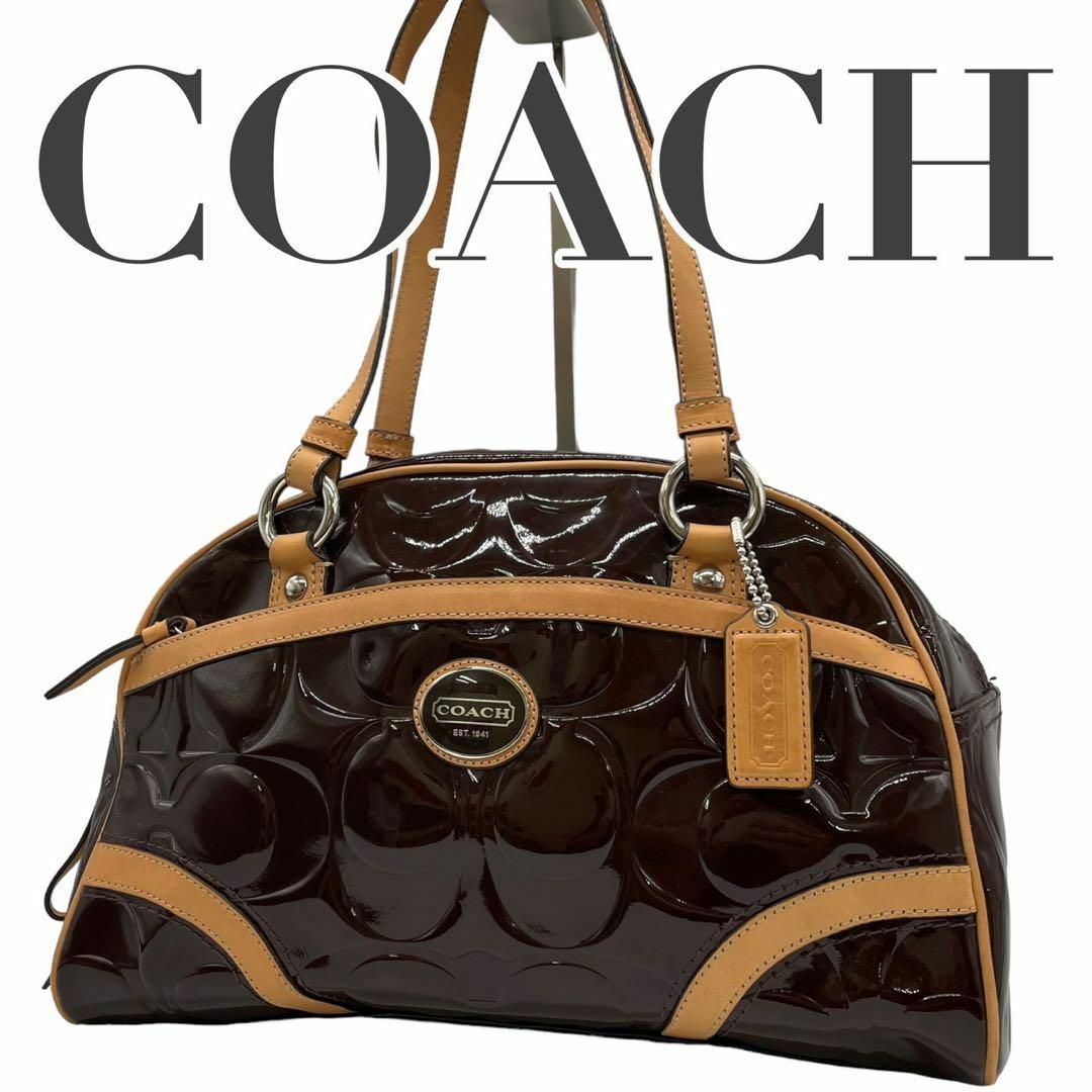 COACH - COACH コーチ F20065 エナメル ミニボストンバッグ 茶