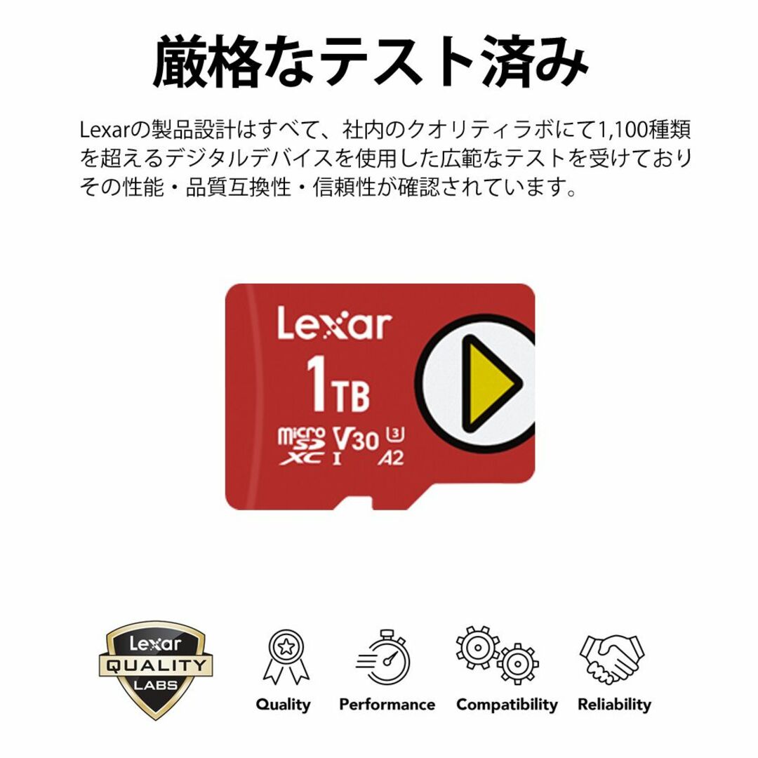 Lexar(レキサー)のLexar PLAY microSDXC UHS-I カード1TB 本物 スマホ/家電/カメラのスマホアクセサリー(その他)の商品写真