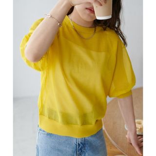 ディスコート(Discoat)の定価5500円　新品タグ付　 Discoat シアーバックリボンルオーバー (Tシャツ(半袖/袖なし))