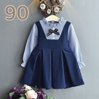 【新品】 90 新品 ワンピース フォーマル 蝶結び 卒園式 入学式 女の子(ワンピース)