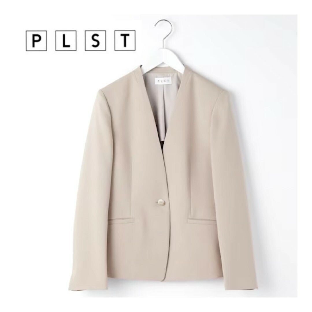 PLST(プラステ)の〘新品未使用品〙PLST＊ポリエステルオックスカラーレスジャケット レディースのジャケット/アウター(ノーカラージャケット)の商品写真