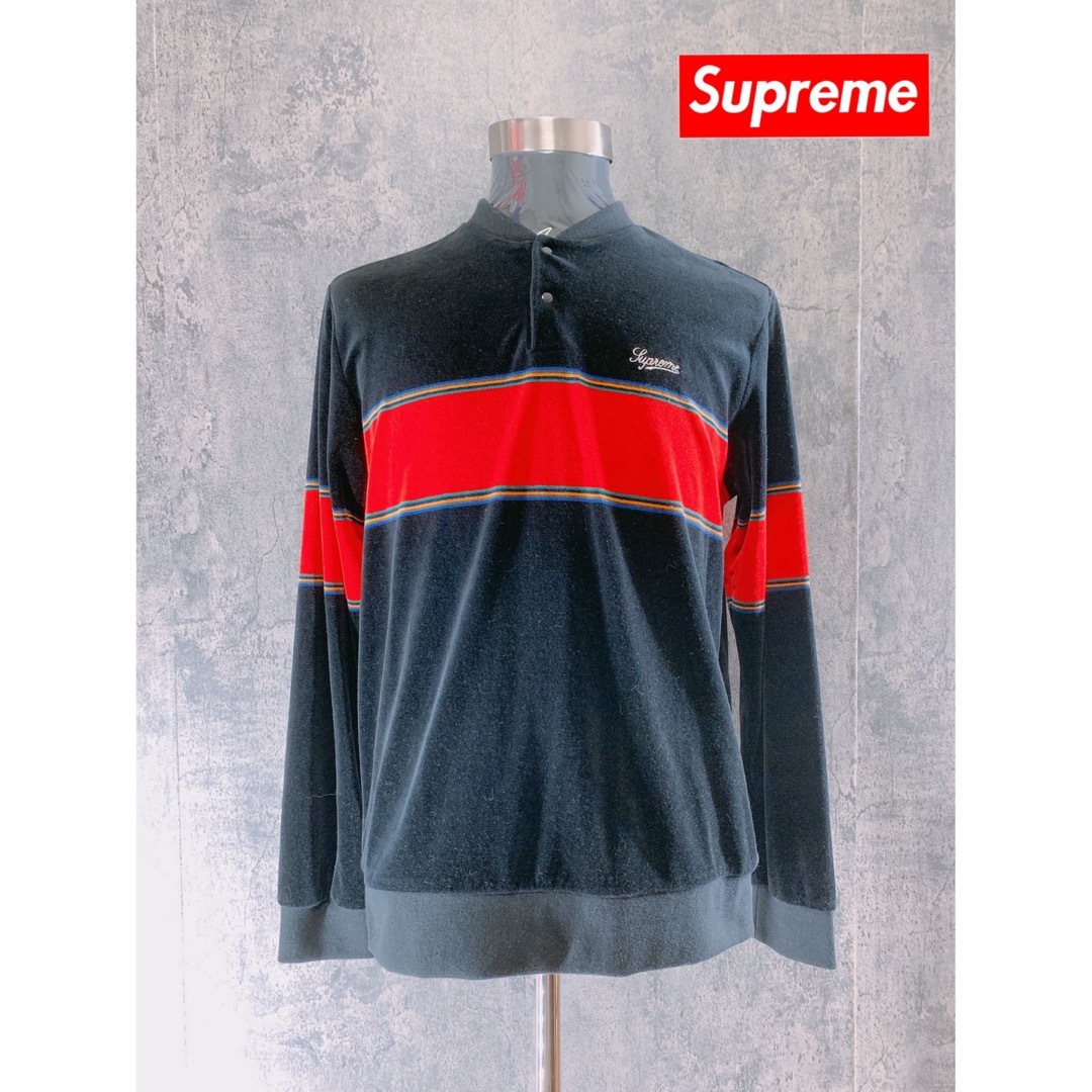 65肩幅Supreme no collar polo shirt velours