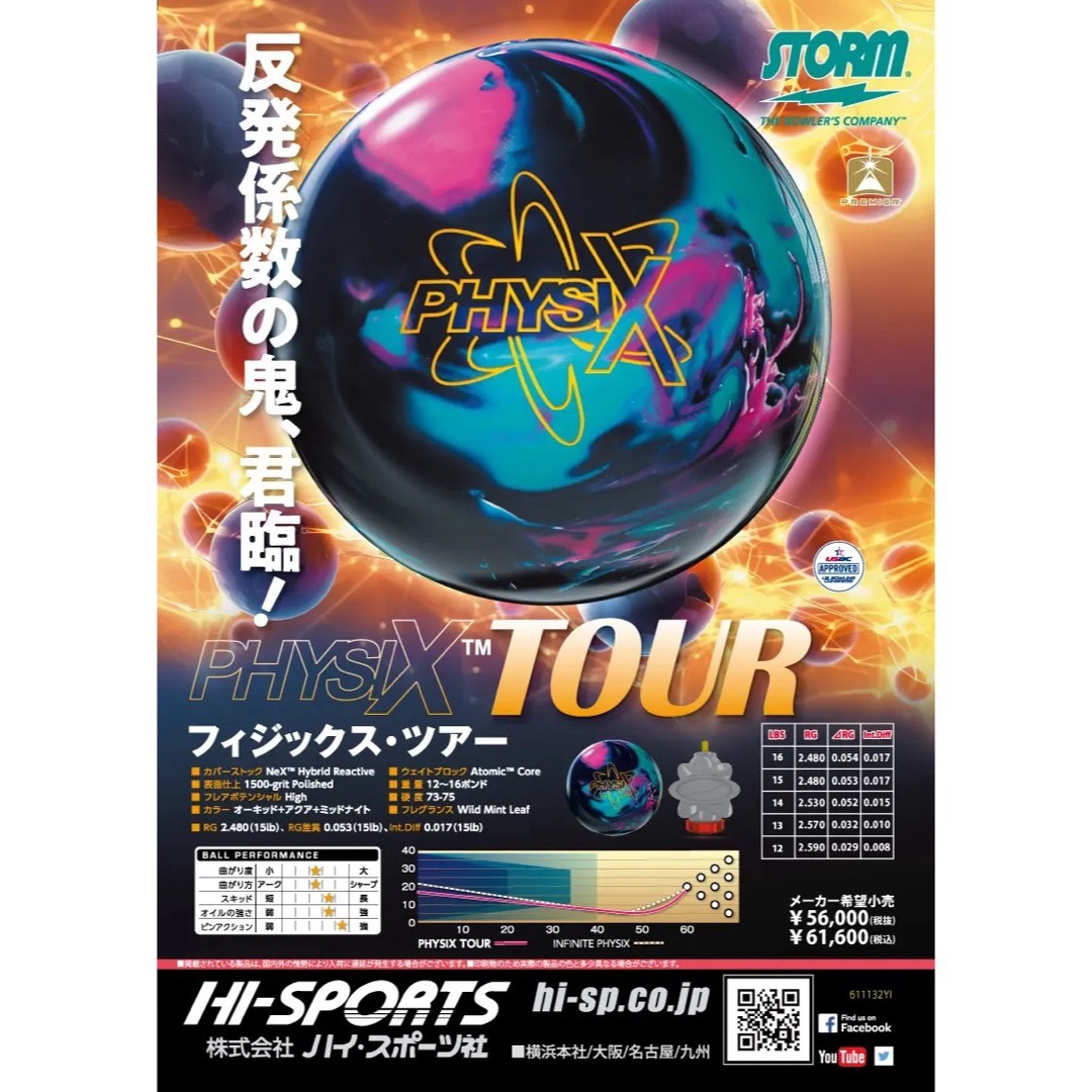 送料込み【新品】フィジックス・ツアー　ストーム　15ポンド3オンス スポーツ/アウトドアのスポーツ/アウトドア その他(ボウリング)の商品写真