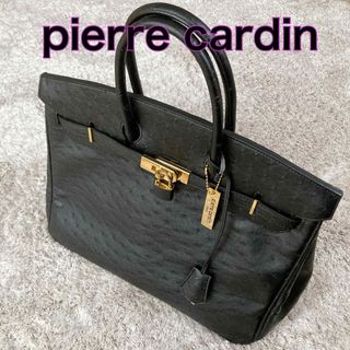 ピエールカルダン(pierre cardin)の【美品人気型】  ピエールカルダン ハンドバッグ オーストリッチ ブラック(ハンドバッグ)