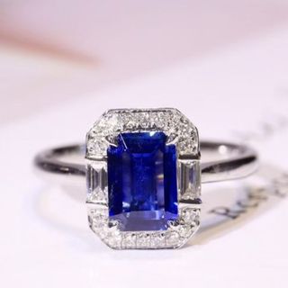 天然 ロイヤルブルーサファイア ダイヤ リング1.01ct k18 f(リング(指輪))