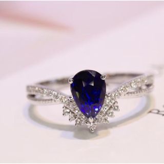 天然 ロイヤルブルーサファイア ダイヤ リング0.92ct k18 f(リング(指輪))