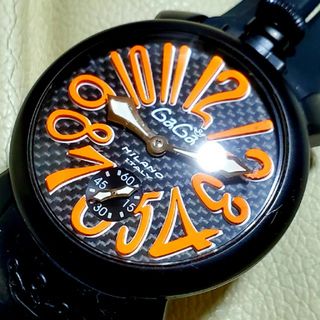 ガガミラノ(GaGa MILANO)の良品 GaGa MILANO ガガミラノ マヌアーレ48 ブラック 手巻き(腕時計(アナログ))