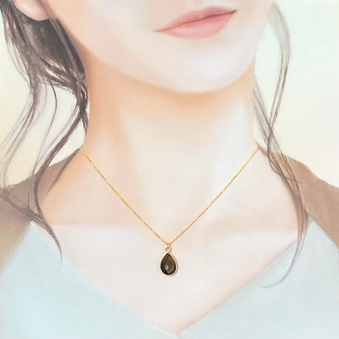 【天然石】宝石質スモーキークォーツのネックレス レディースのアクセサリー(ネックレス)の商品写真