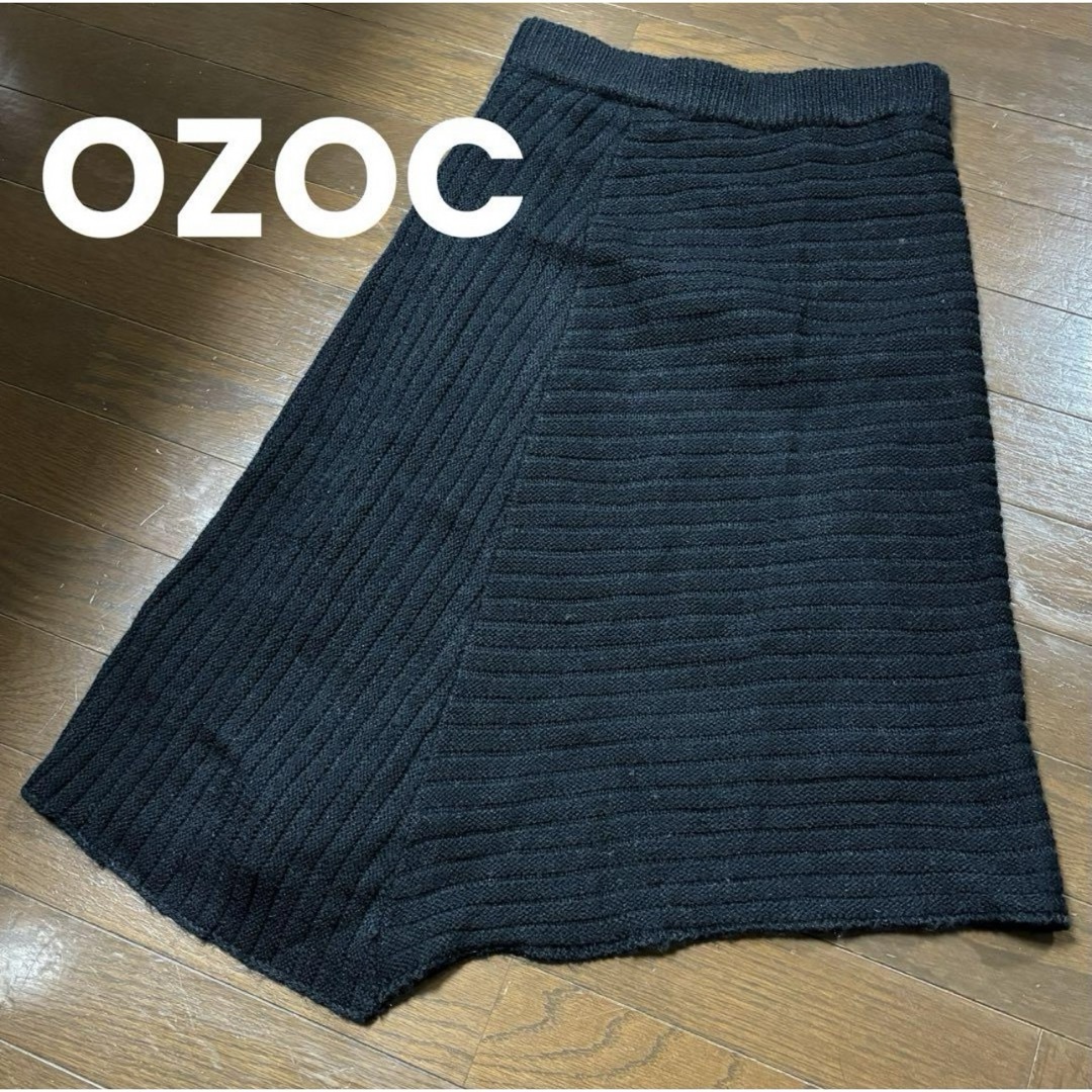 OZOC(オゾック)の★OZOC★オゾック ニットスカート 黒 暖かくて軽い 38サイズ キラキラ レディースのスカート(ひざ丈スカート)の商品写真