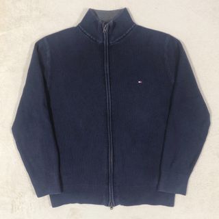 トミーヒルフィガー(TOMMY HILFIGER)のトミーヒルフィガー　セーター　ジップアップ　ネイビー　レディース　XLサイズ(ニット/セーター)