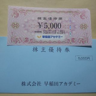 早稲田アカデミー 株主優待 5,000円分(印刷物)