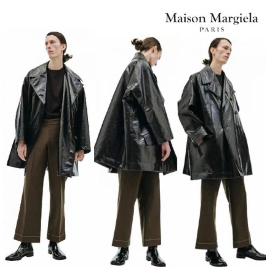 Maison Martin Margiela(マルタンマルジェラ)の21aw MaisonMargiela オーバーサイズレザーコート ブラック L メンズのジャケット/アウター(レザージャケット)の商品写真