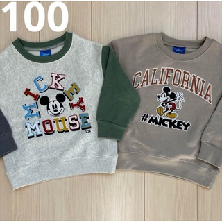 ディズニー(Disney)の【Disney】ミッキー カレッジ風トレーナー 2点セット 100(Tシャツ/カットソー)