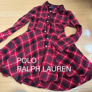 ポロラルフローレン(POLO RALPH LAUREN)のPOLO RALPH LAUREN 赤チェックワンピース　10(ワンピース)