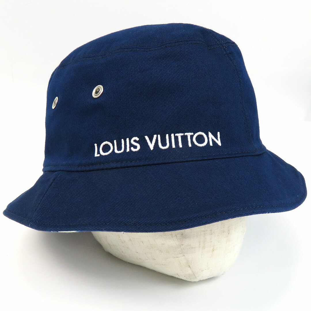 LOUIS VUITTON(ルイヴィトン)のルイヴィトン ボネ モノグラムバンダナ リバーシブル バケットハット MP3345 ユニセックス ブルー LOUIS VUITTON [美品] 【中古】 【アパレル・小物】 メンズの帽子(ハット)の商品写真