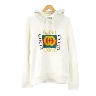 グッチ(Gucci)のグッチ オールドロゴ プリント パーカー 454585 メンズ アイボリー GUCCI 【中古】 【アパレル・小物】(パーカー)